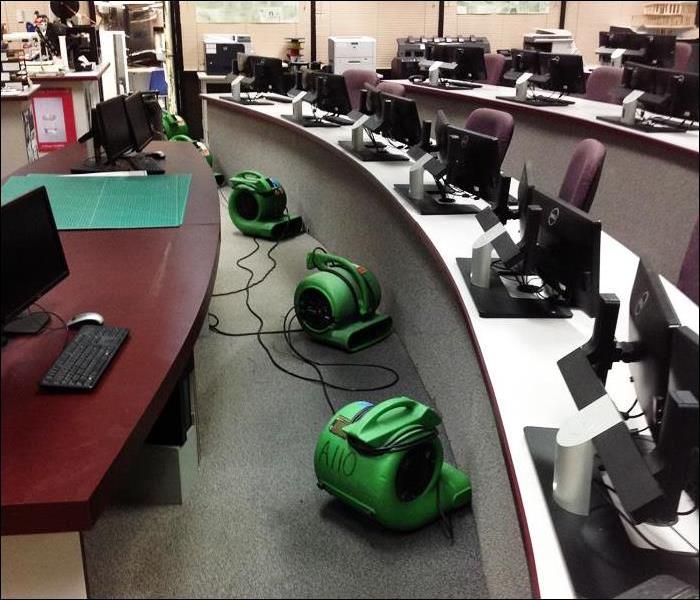 lecture hall with air movers on the floor