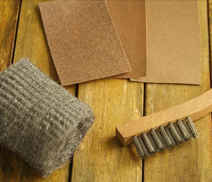 sandpaper, steel brush, and roll wire